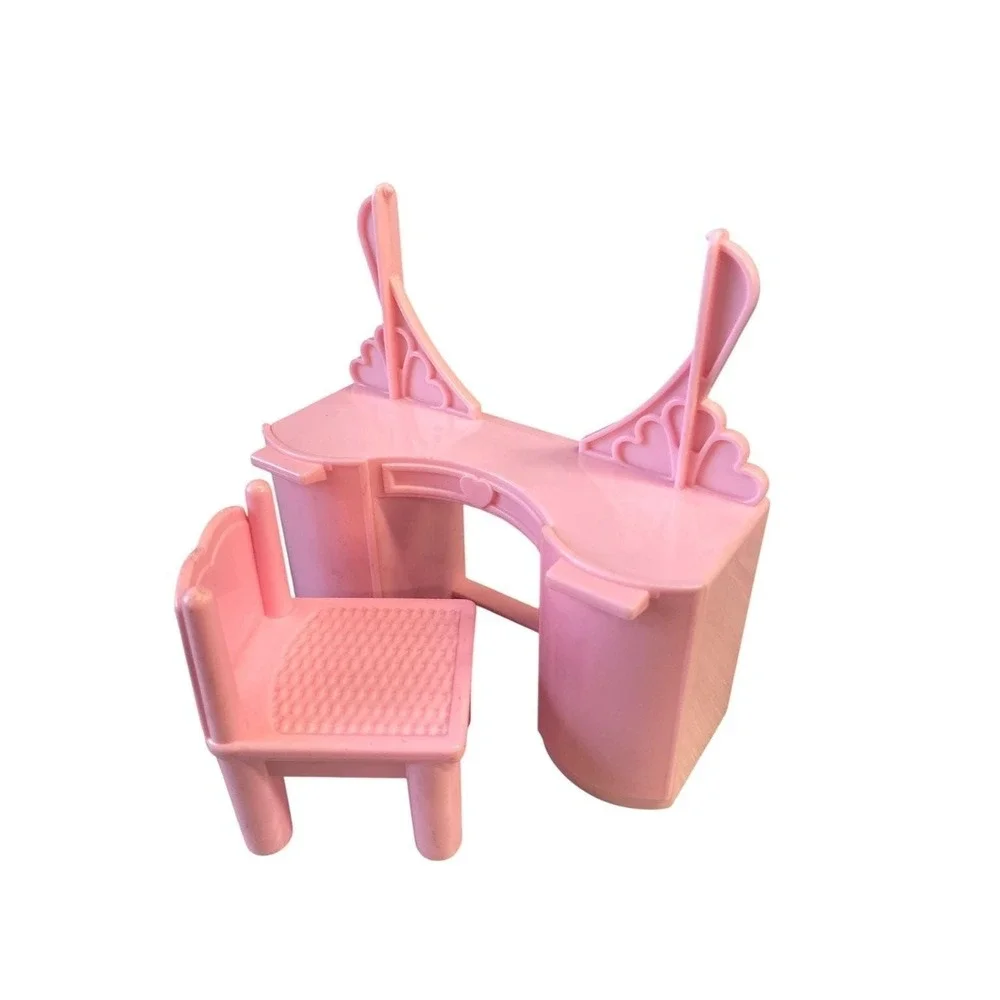 Fisher-Price‎ Dollhouse Vanity & Chair Furniture Set Pink 1969 MISSING MIRROR